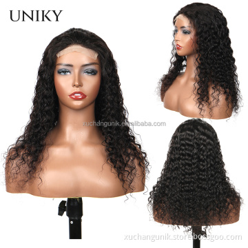 Uniky Raw Indian Hair Wig Vendor Deep Wave Glueless Lace Closure Human Hair Wig Virgin Cuticle Aligned Hair Unprocessed Wig